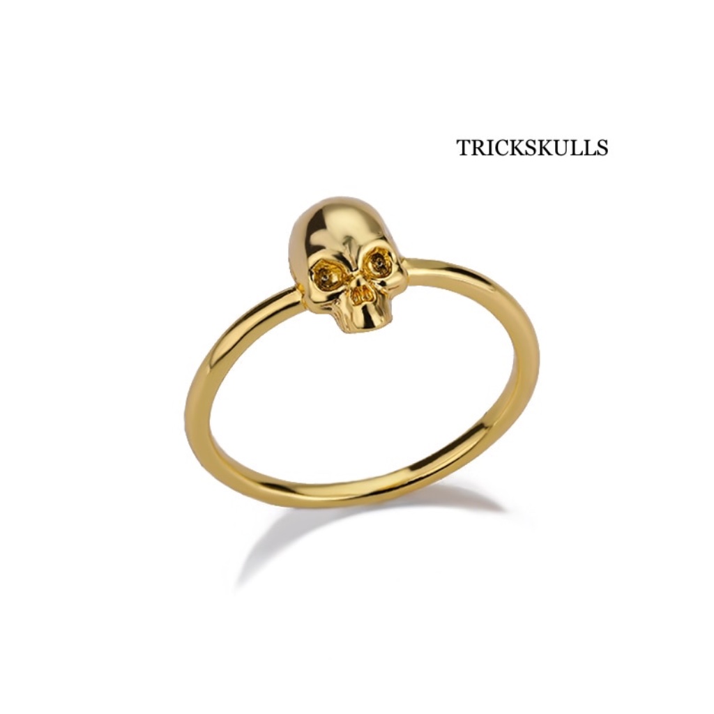 Gold Stainless Elegant Minimalist Gothic Punk Skull Ring Size 7 New Sealed 18$